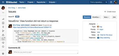 Sentry for Bitbucket for Atlassian — screenshot