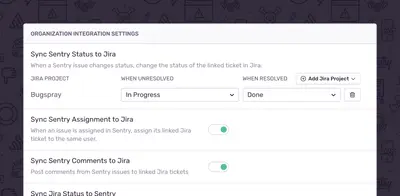 Sentry for Jira for Atlassian — screenshot