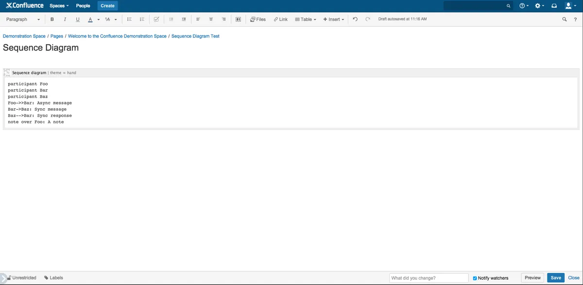 Sequence Diagrams for Confluence — screenshot from the Atlassian Marketplace listing