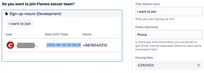 Sign Up Macro for Confluence for Atlassian — screenshot