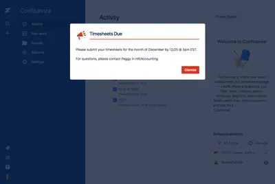 Simple Announcements for Confluence for Atlassian — screenshot