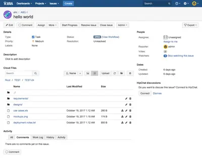 Simple Cloud Files Jira for Atlassian — screenshot