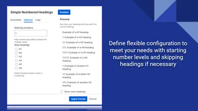 Simple Numbered Headings for Confluence for Atlassian — screenshot