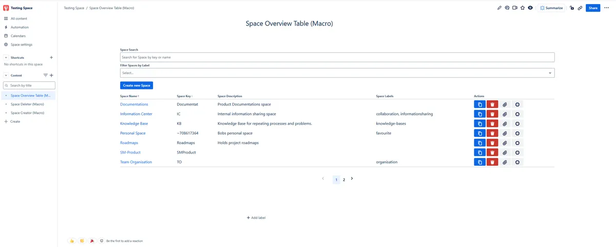 Simple Space Manager — screenshot from the Atlassian Marketplace listing