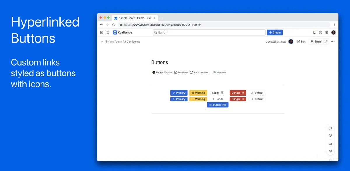 Simple Toolkit for Confluence — screenshot from the Atlassian Marketplace listing