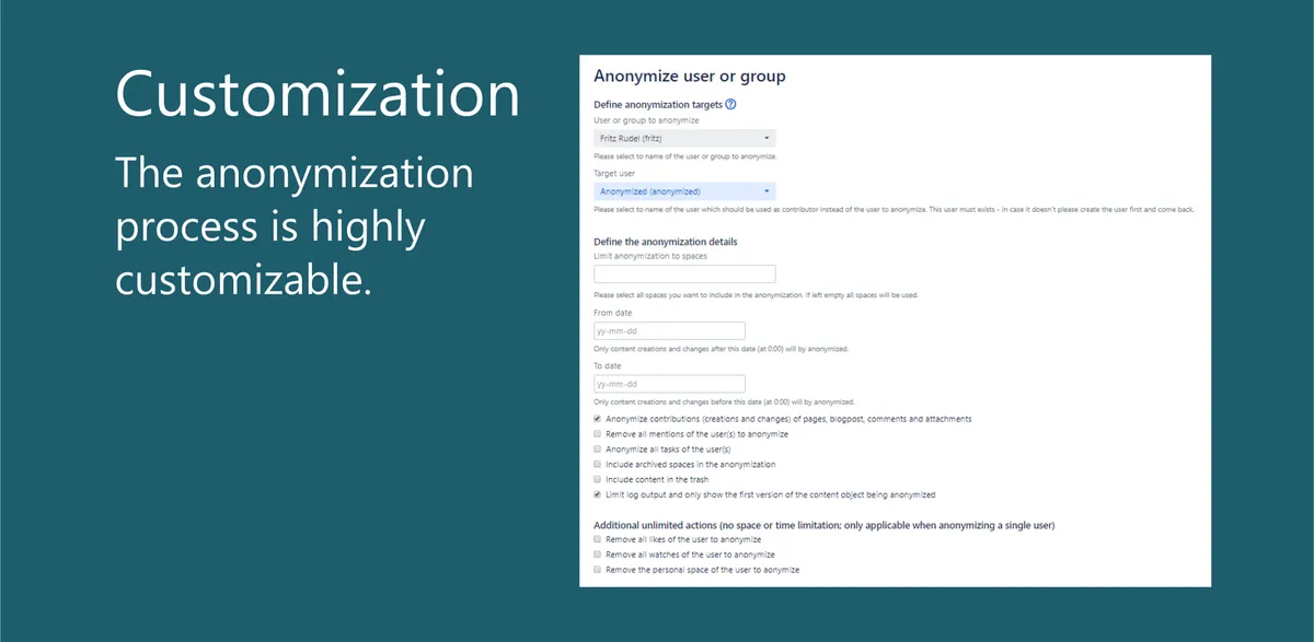 Simple User Anonymizer (GDPR) — screenshot from the Atlassian Marketplace listing