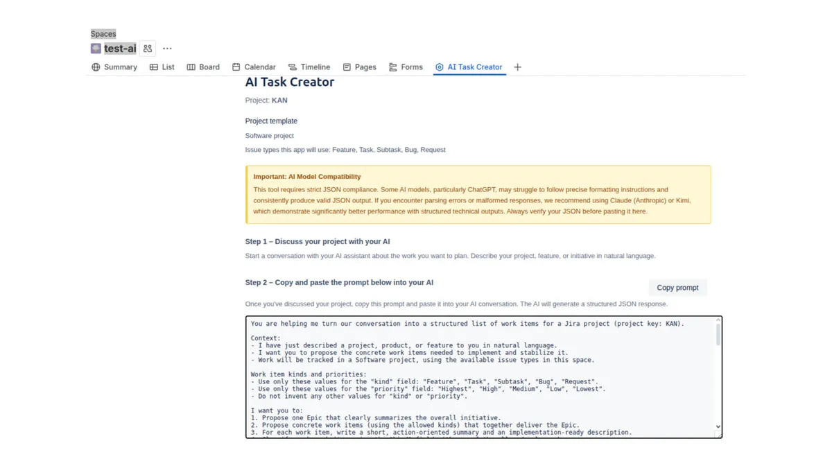 Simple Workflow AI Creator — screenshot from the Atlassian Marketplace listing