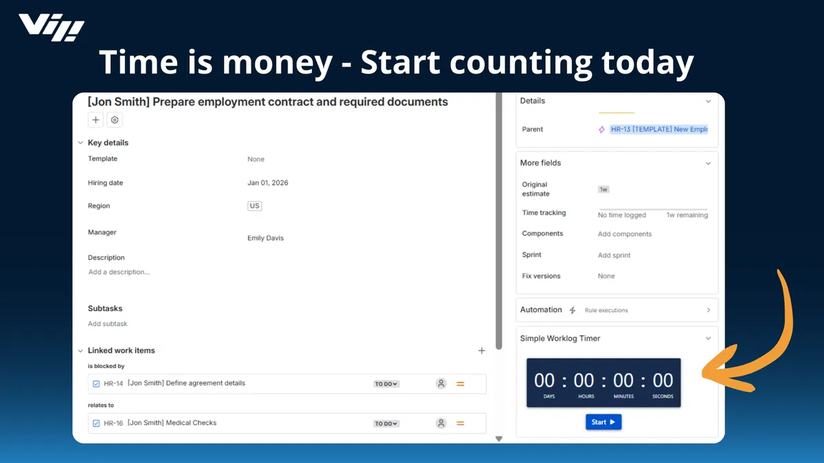 Simple Worklog Timer for Jira — screenshot from the Atlassian Marketplace listing