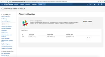 Slack Connector for Confluence Cloud for Atlassian — screenshot