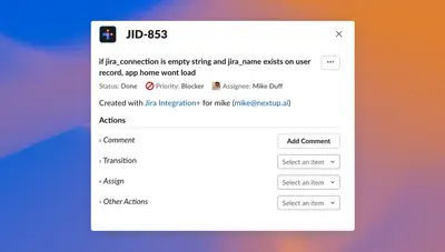 Slack Integration+ for Jira for Atlassian — screenshot