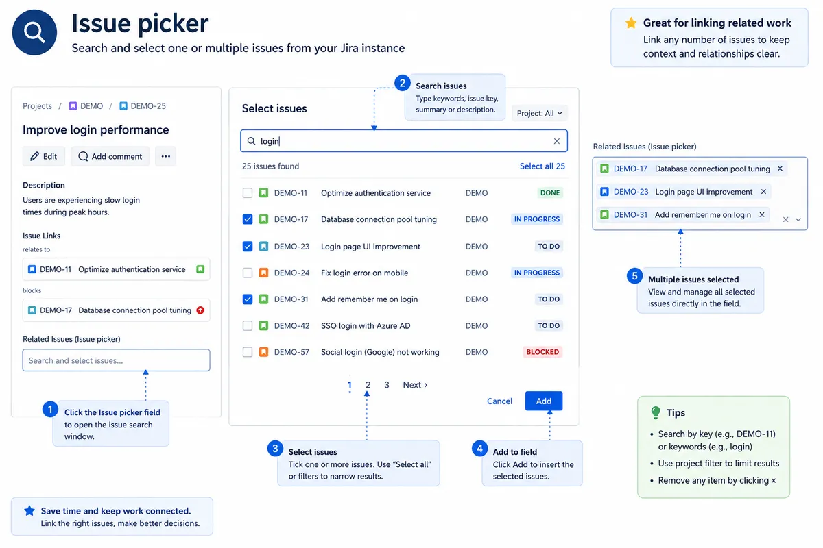Smart Issue Picker — screenshot from the Atlassian Marketplace listing