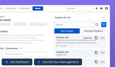 Snippets - simplified canned response templates for Jira for Atlassian — screenshot