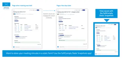 SoftComply Static Snapshots to Freeze Pages in Confluence for Atlassian — screenshot