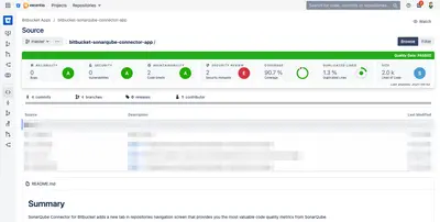 SonarQube Connector for Bitbucket for Atlassian — screenshot