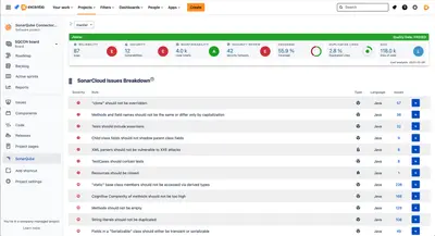 SonarQube Connector for Jira for Atlassian — screenshot