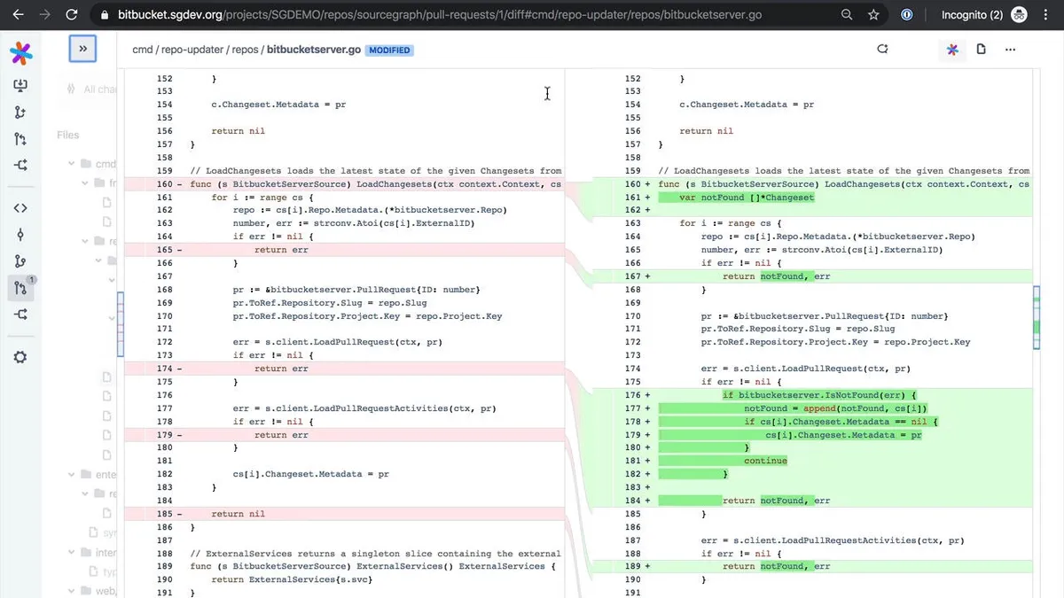 Sourcegraph for Bitbucket — screenshot from the Atlassian Marketplace listing