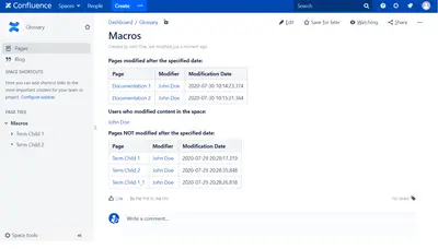 Space Content Change Tracking for Atlassian — screenshot