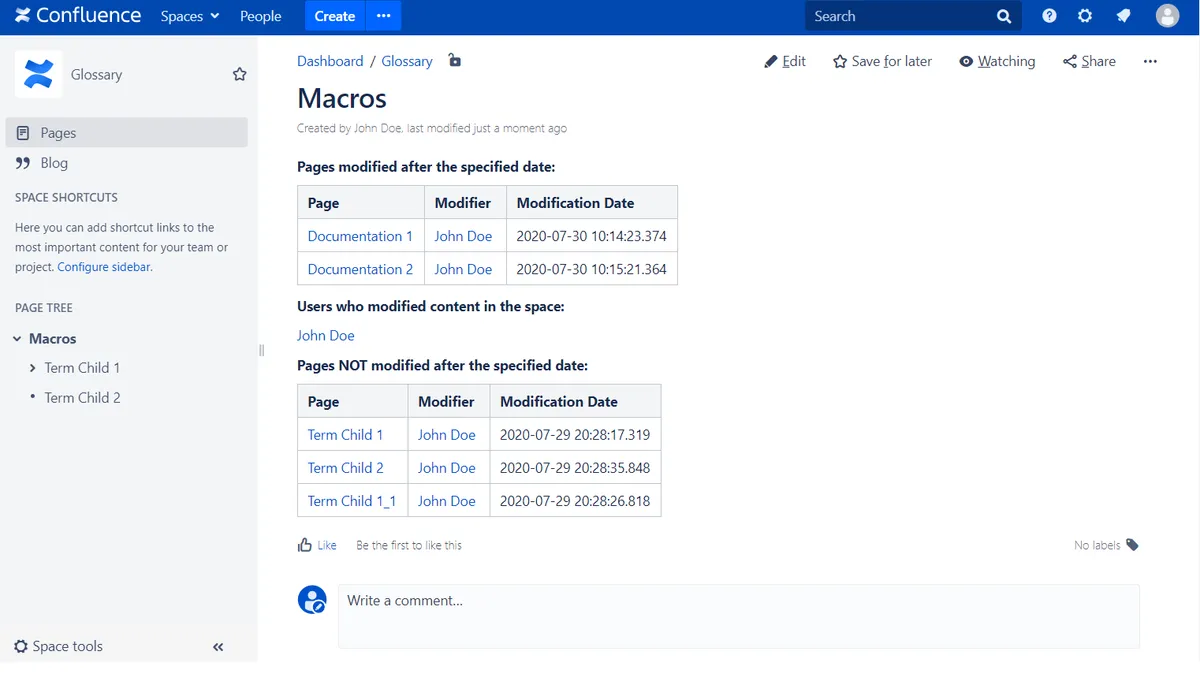 Space Content Change Tracking — screenshot from the Atlassian Marketplace listing