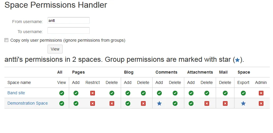 Space Permissions Handler for Confluence — screenshot from the Atlassian Marketplace listing