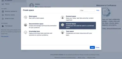 Space Privacy - Extranet for Confluence for Atlassian — screenshot