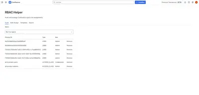 Space Roles Manager - Bulk Assign, Audit & Export for Atlassian — screenshot