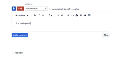 Speech to Text for Confluence for Atlassian — screenshot