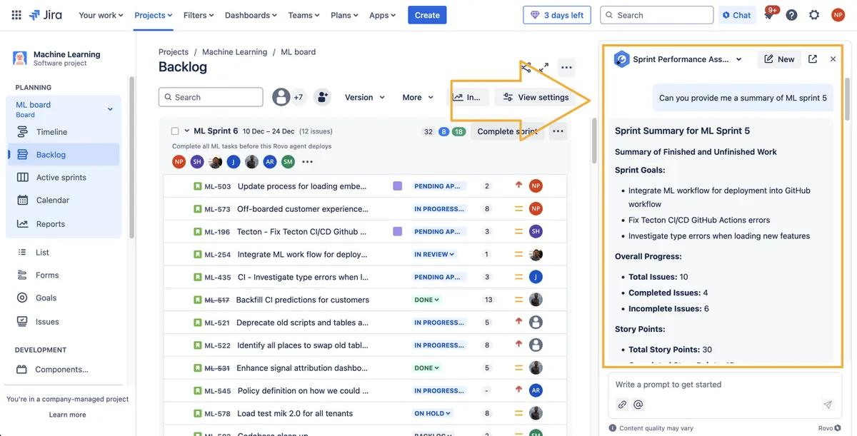 Sprint Performance Assistant — screenshot from the Atlassian Marketplace listing