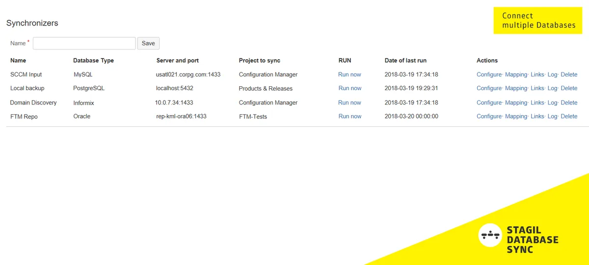 STAGIL Database Synchronizer — screenshot from the Atlassian Marketplace listing