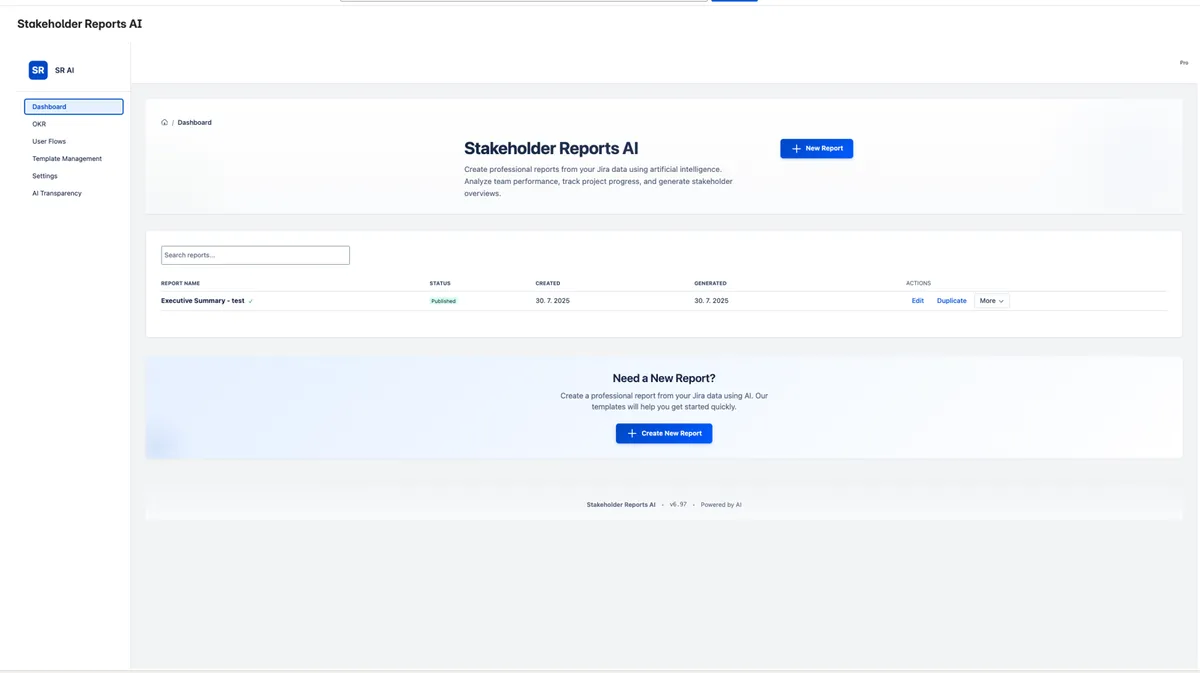 Stakeholder Reports AI — screenshot from the Atlassian Marketplace listing