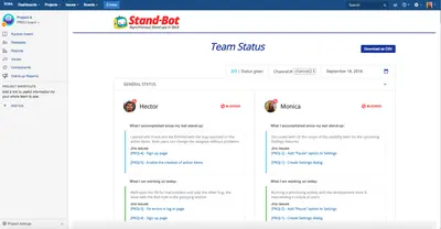 StandBot - Slack stand-up bot for Jira for Atlassian — screenshot