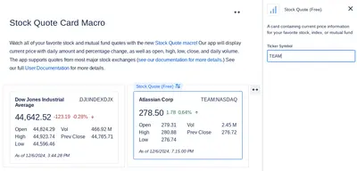 Stock Quote (Free) for Atlassian — screenshot