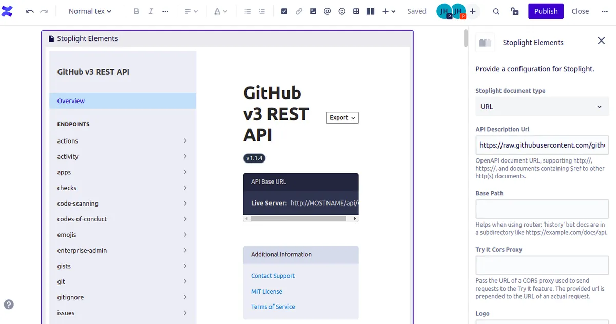 Stoplight Elements for Confluence — screenshot from the Atlassian Marketplace listing