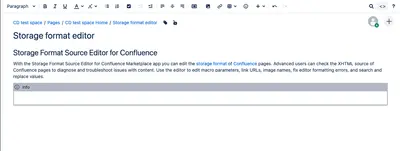Storage Format Source Editor for Confluence for Atlassian — screenshot