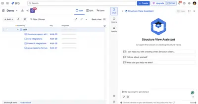 Structure View Builder - Tempo AI Agent for Atlassian — screenshot