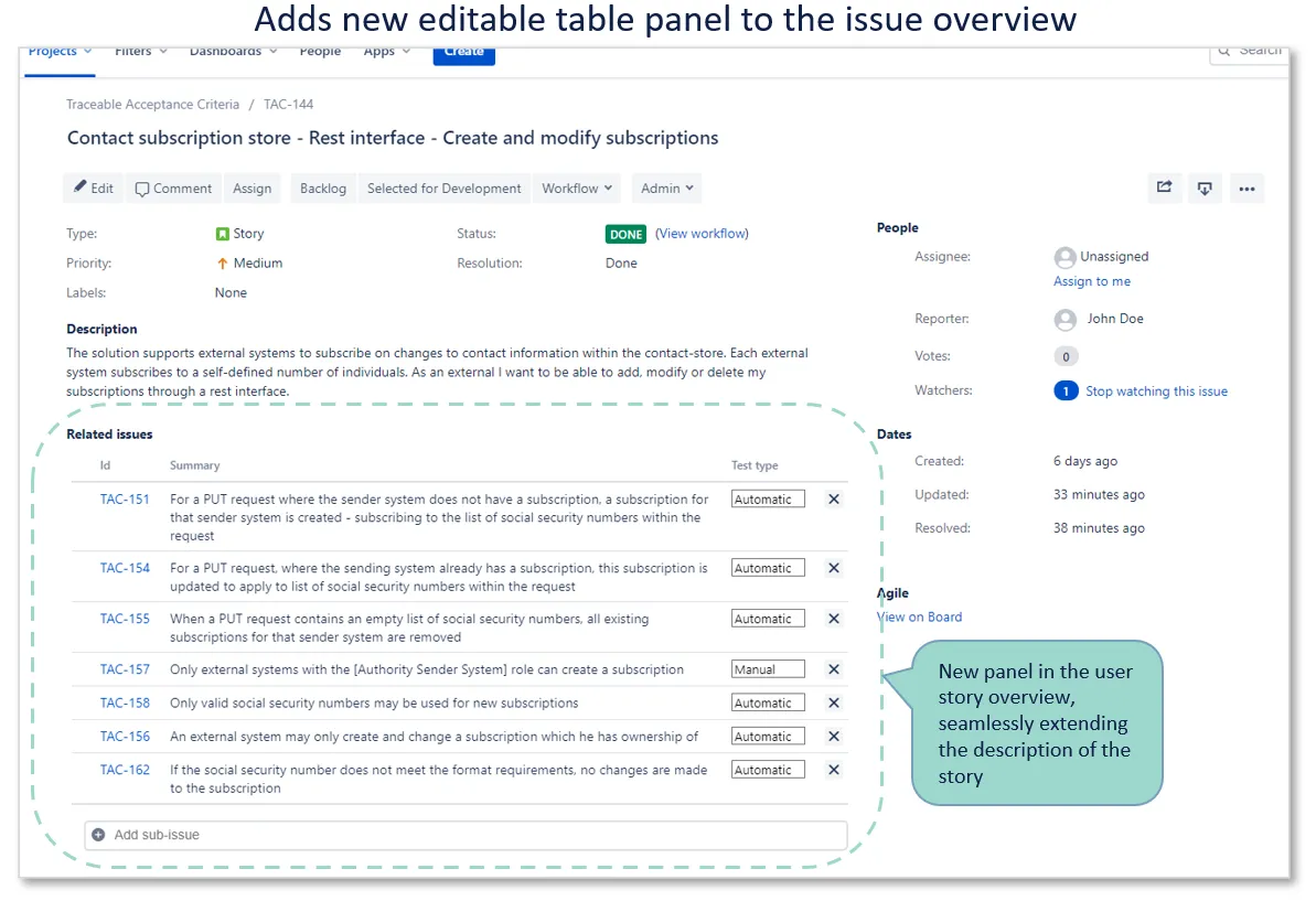 Structured Acceptance Criteria — screenshot from the Atlassian Marketplace listing