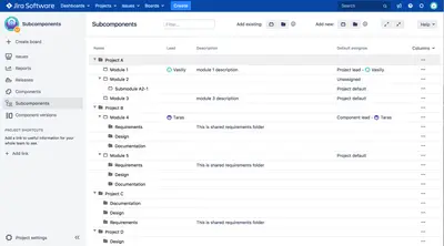 Subcomponents for Jira for Atlassian — screenshot