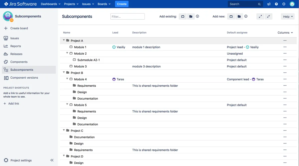 Subcomponents for Jira — screenshot from the Atlassian Marketplace listing
