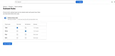 SubRule — Restrict Subtask Types for Jira for Atlassian — screenshot