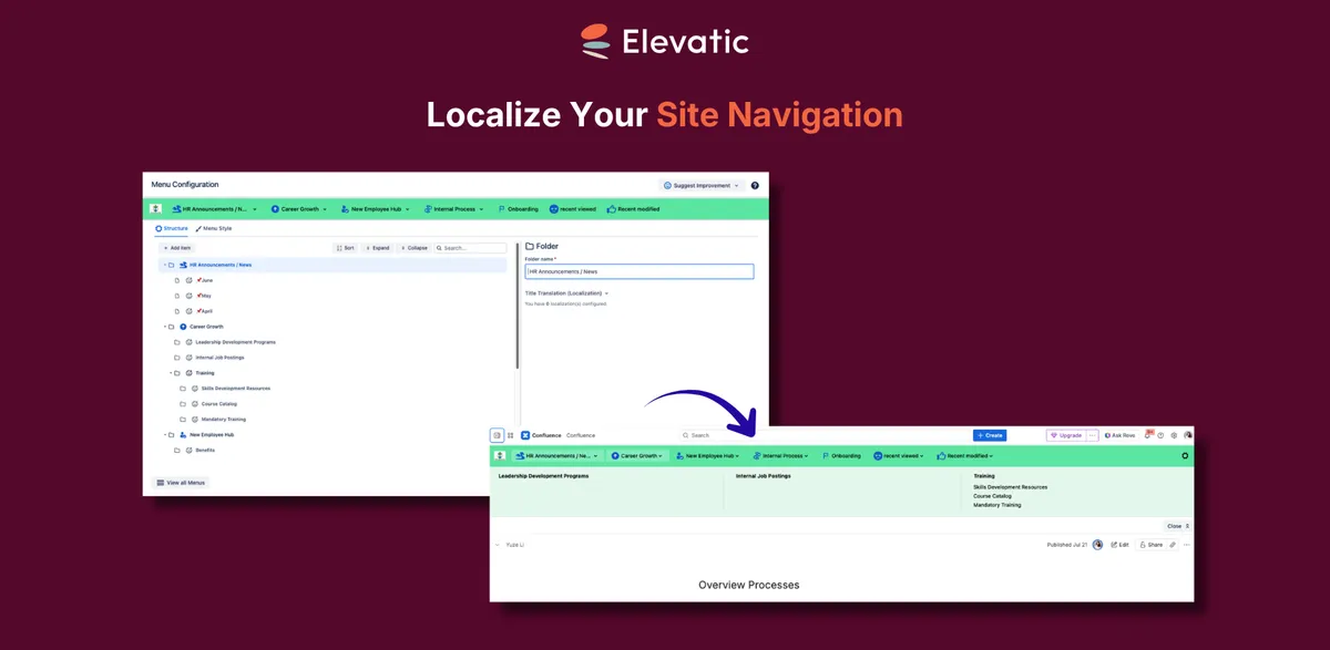 SubSpace Navigation for Confluence — screenshot from the Atlassian Marketplace listing