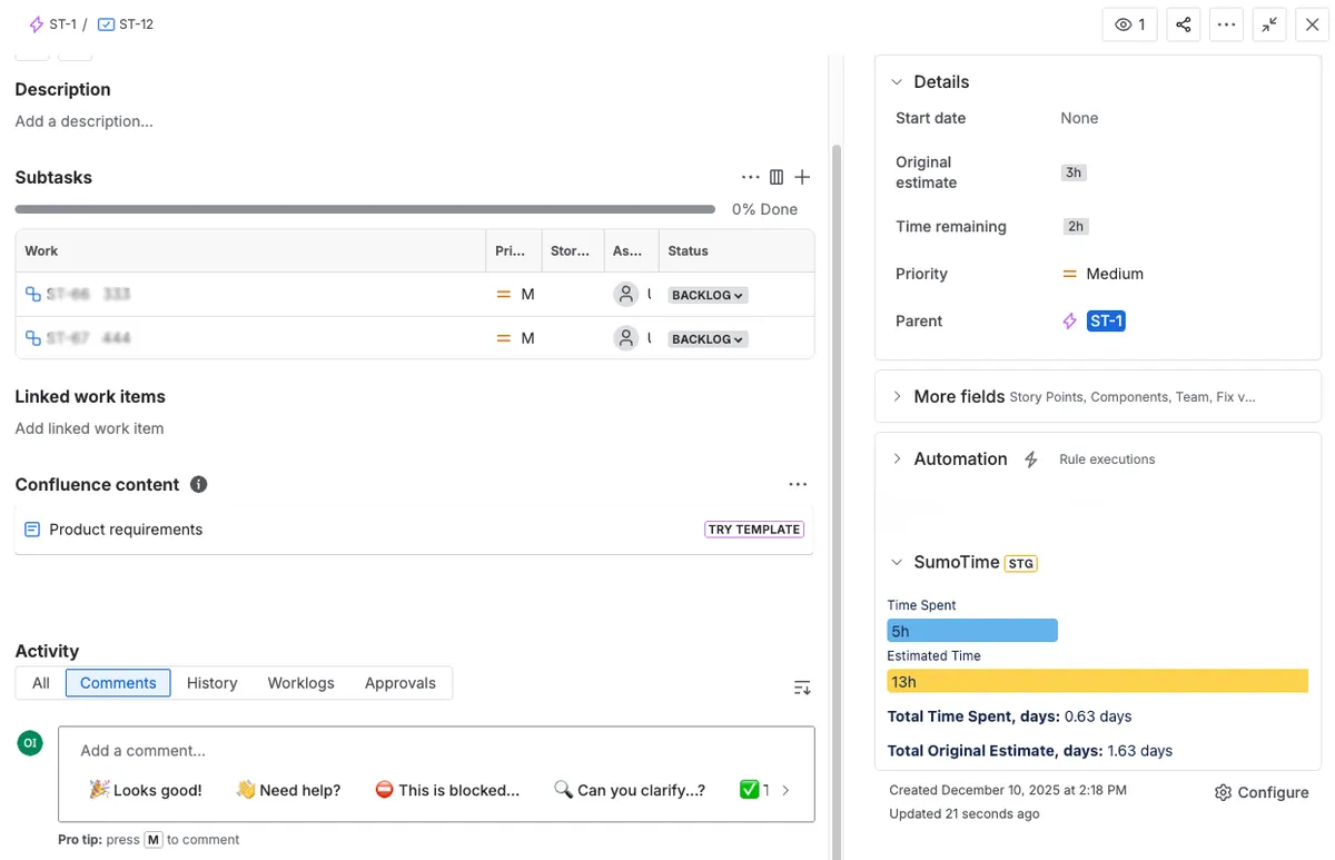 SumoTime — screenshot from the Atlassian Marketplace listing