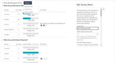 Survey and Vote Macros for Atlassian — screenshot