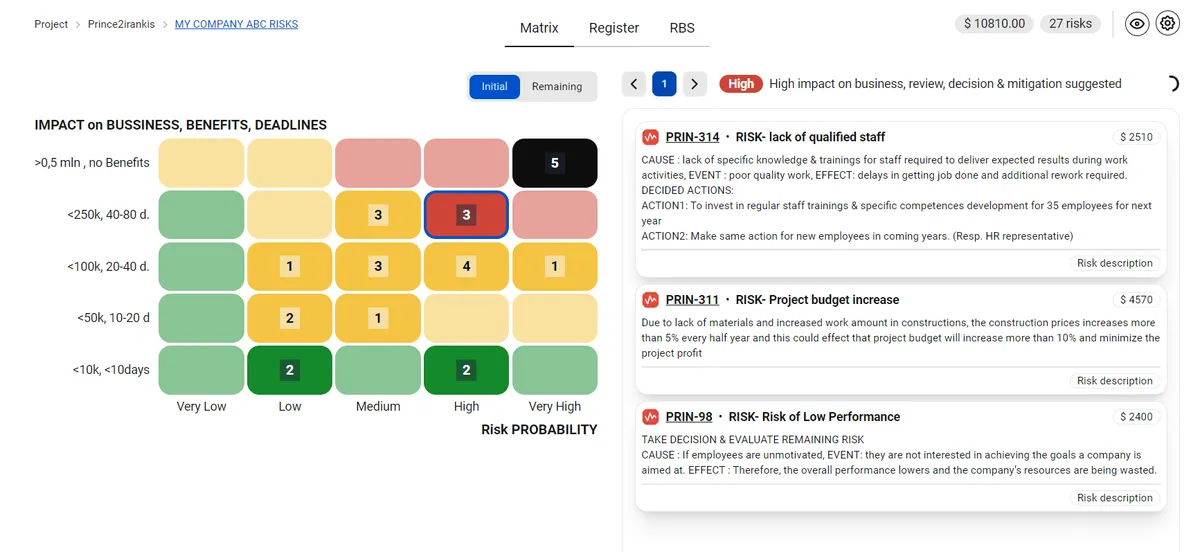 T Risk Register — screenshot from the Atlassian Marketplace listing