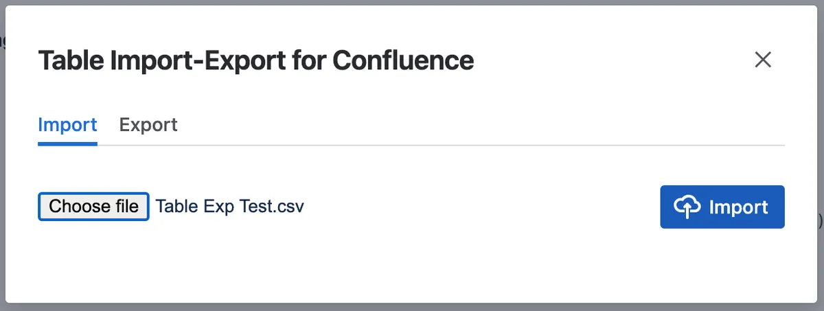 Table Import Export for Confluence — screenshot from the Atlassian Marketplace listing