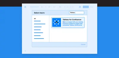 Tableau for Confluence for Atlassian — screenshot