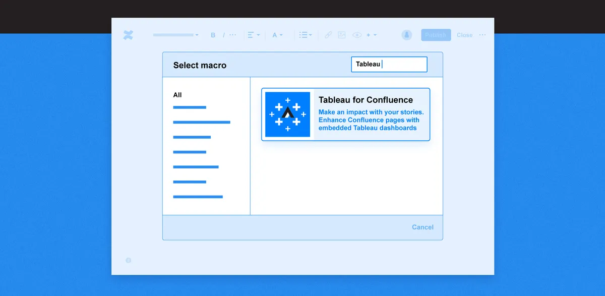 Tableau for Confluence — screenshot from the Atlassian Marketplace listing