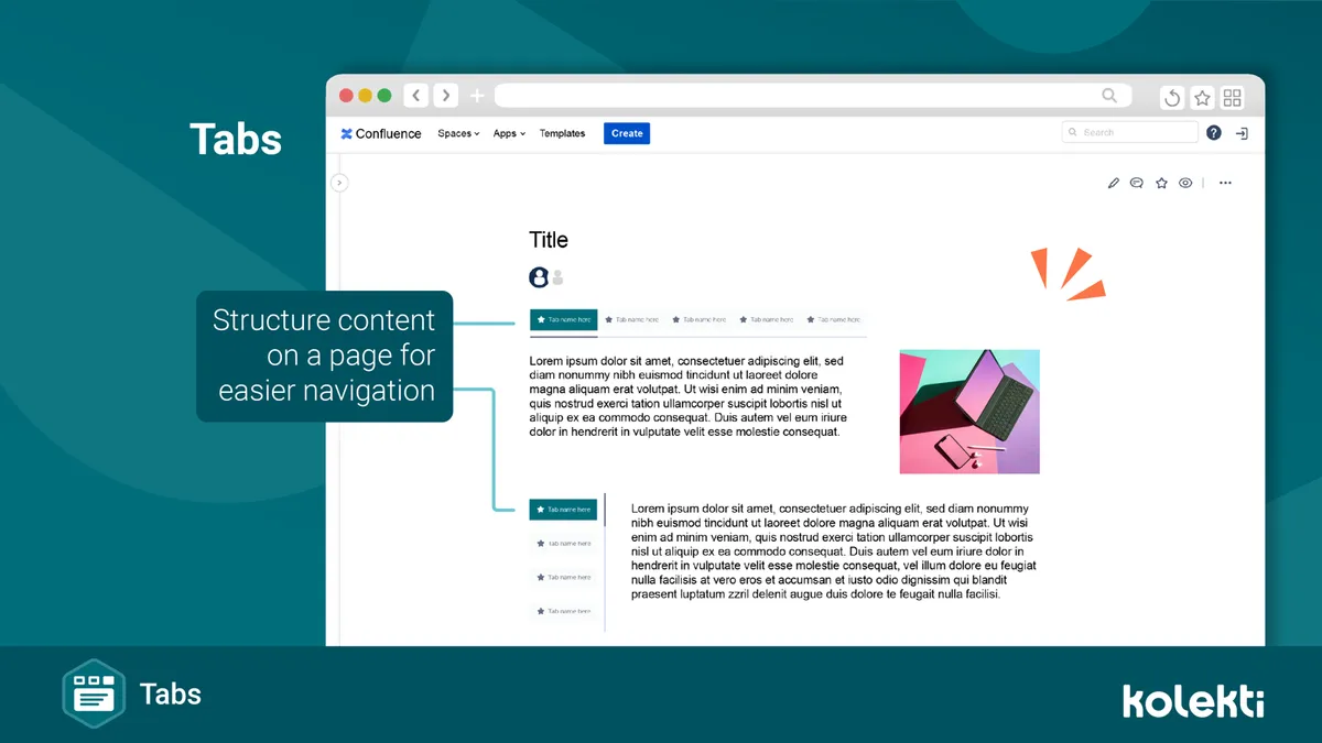 Tabs for Confluence — screenshot from the Atlassian Marketplace listing