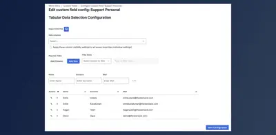 Tabular Combobox Custom Field for Atlassian — screenshot