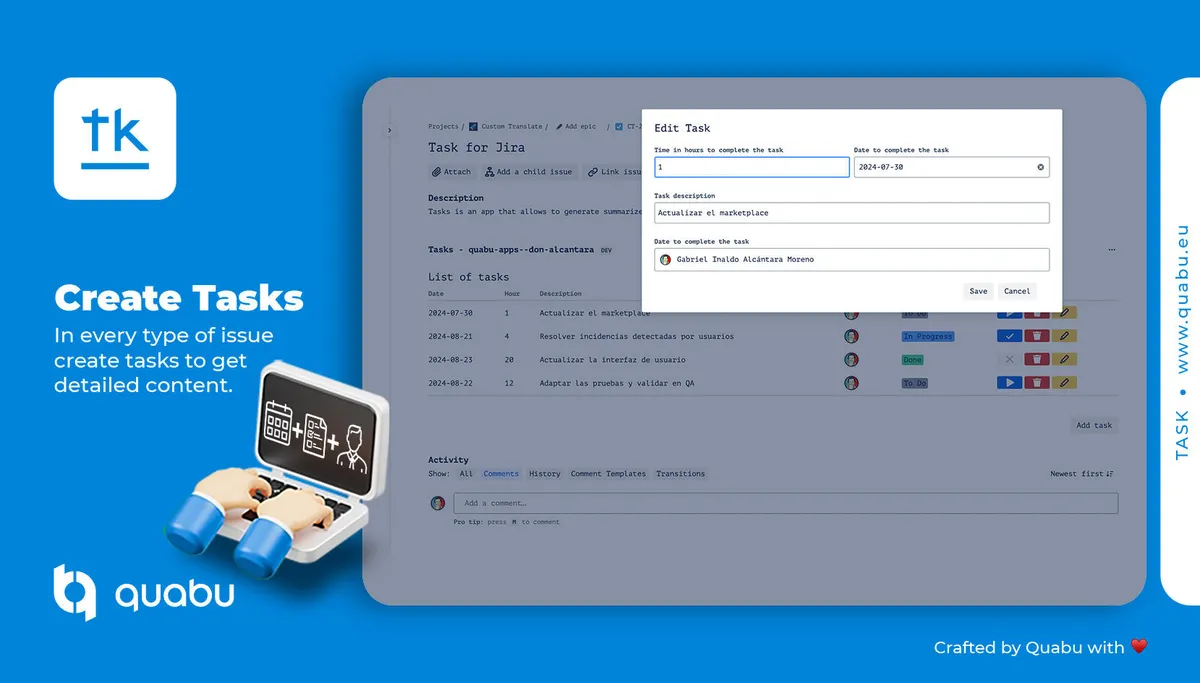 Task Lists for Jira Cloud — screenshot from the Atlassian Marketplace listing