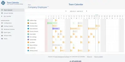 Team Trax: Vacation and holiday tracking for Jira for Atlassian — screenshot