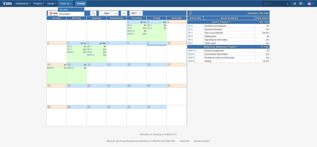 TeamLog: Time Tracking & Reporting Tool — screenshot from the Atlassian Marketplace listing